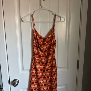 Vibrant Orange Patterned Women's Dress
